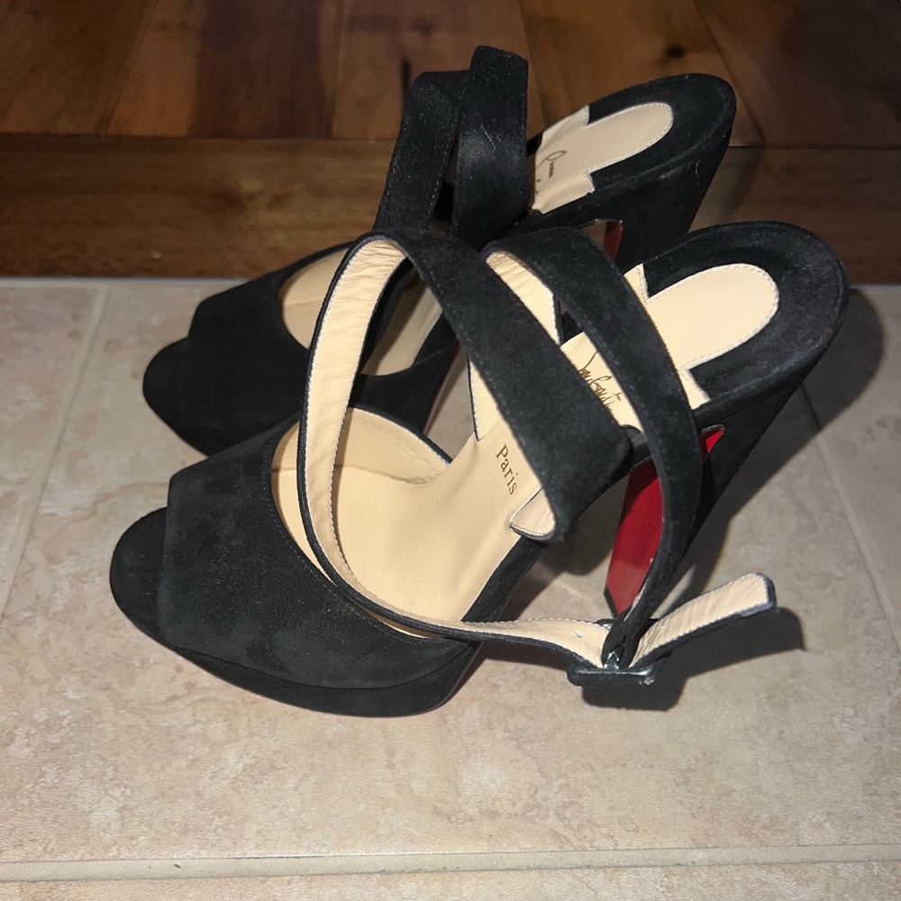 Christian Louboutin Loulou Dancing Heels Suede Black Size US 7.5 - Picture 5 of 8